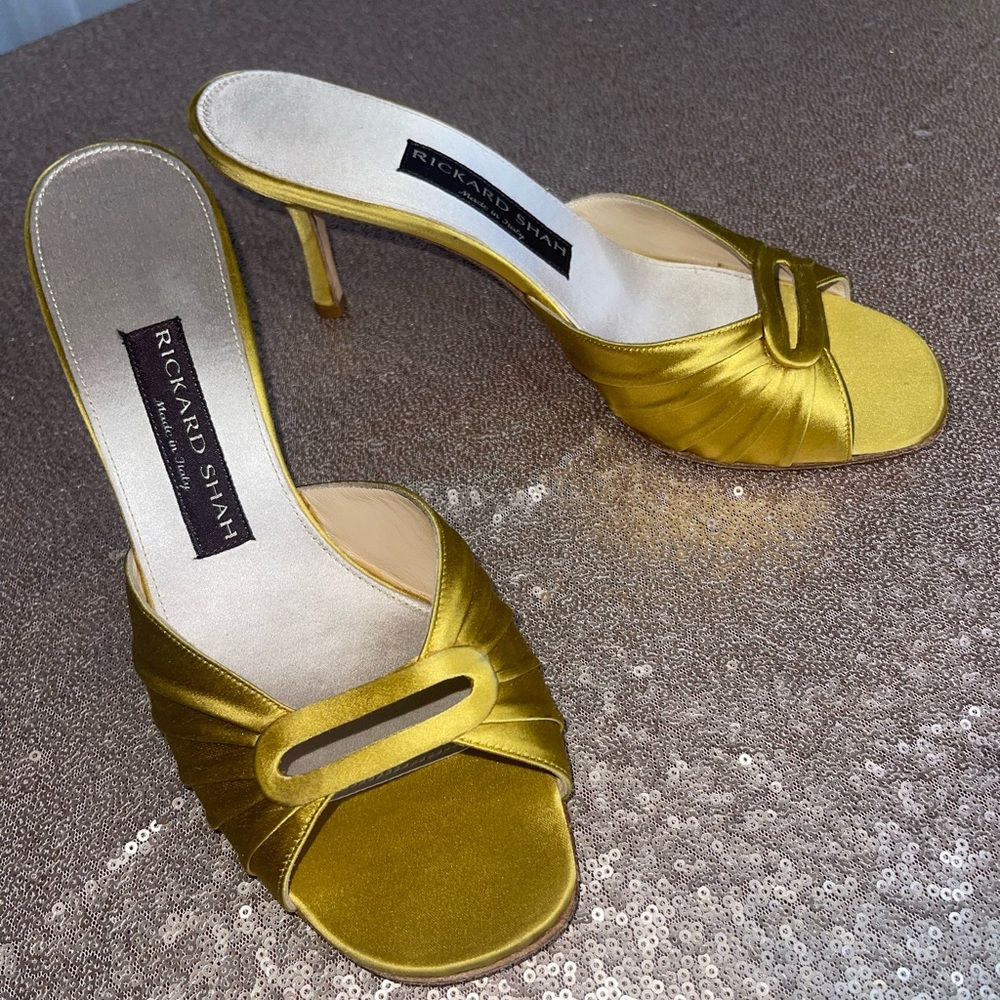 RICKARD SHAH GOLD Peep toe mules-Made in Italy